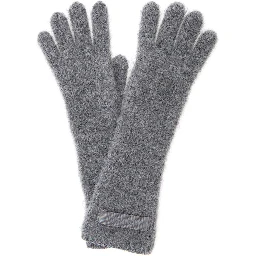 Les Gants Gros Grain Grey Gloves with Logo Patch on the Front in Wool Blend Woman