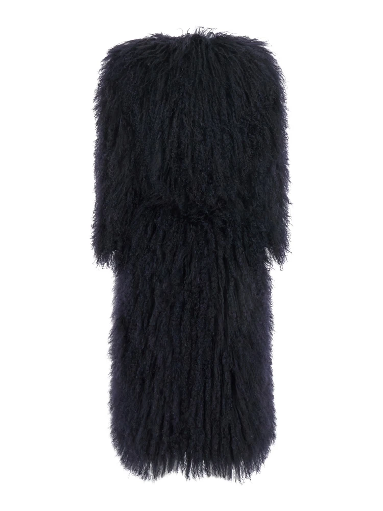 Blue Fur Coat with Round Neck and Long Sleeves in Fur Woman alternative