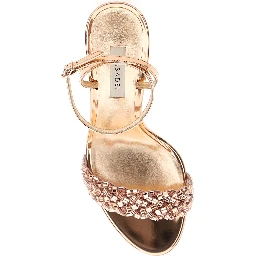 Starlink Pink Sandals with High Stiletto Heel and Braided Embellishment in Ecoleather Woman