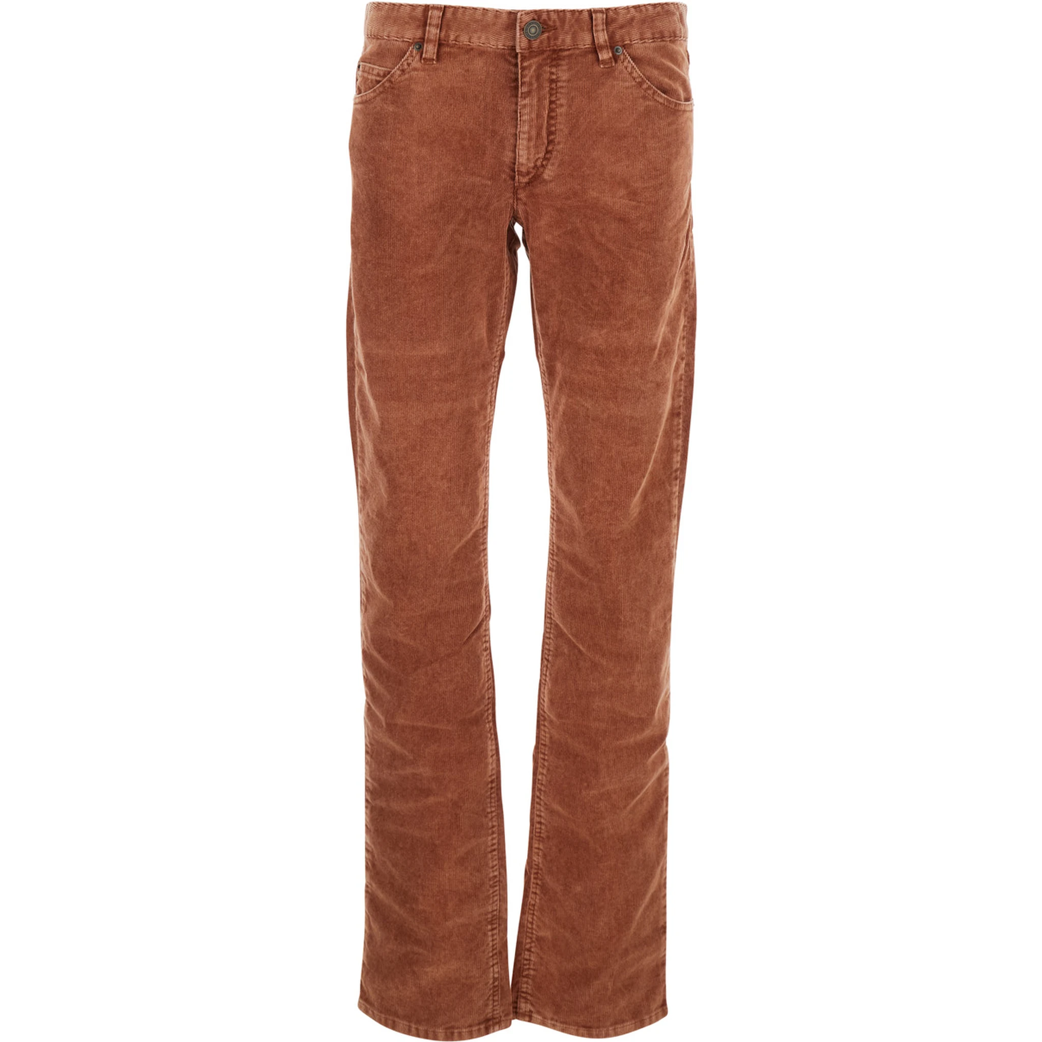 Orange Trousers with Belt Loops and Back Logo Patch in Corduroy Woman