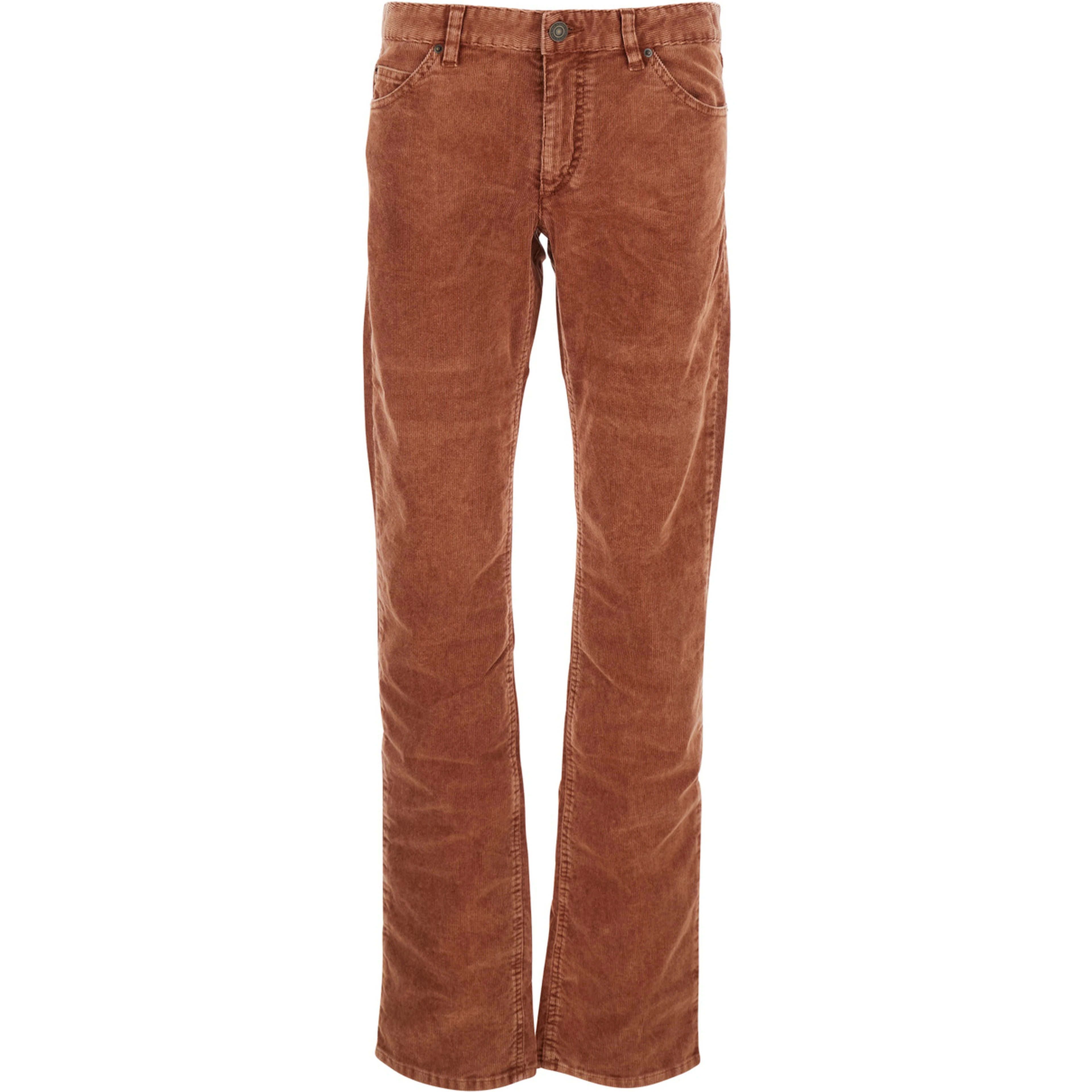 Orange Trousers with Belt Loops and Back Logo Patch in Corduroy Woman