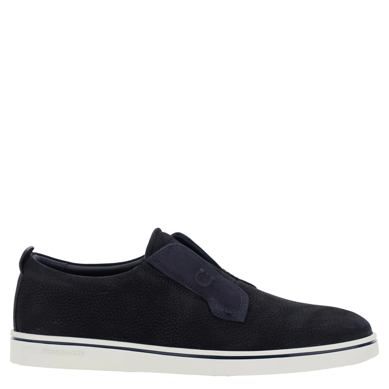 Alfie Blue Laceless Oxford Shoes with Round Toe in Grained Leather Man