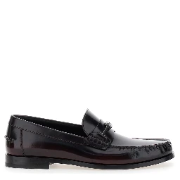 Harry Black Loafers with Almond Toe and Logo Plaque Detail in Leather Man
