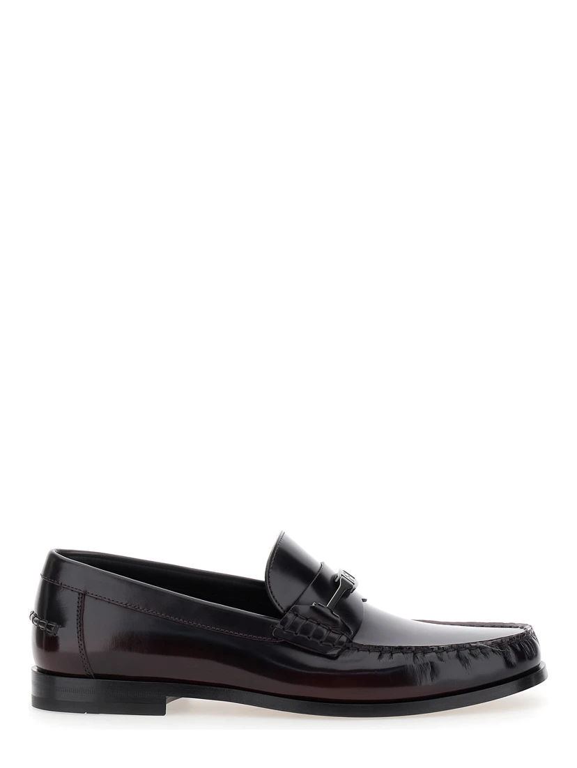 Harry Black Loafers with Almond Toe and Logo Plaque Detail in Leather Man