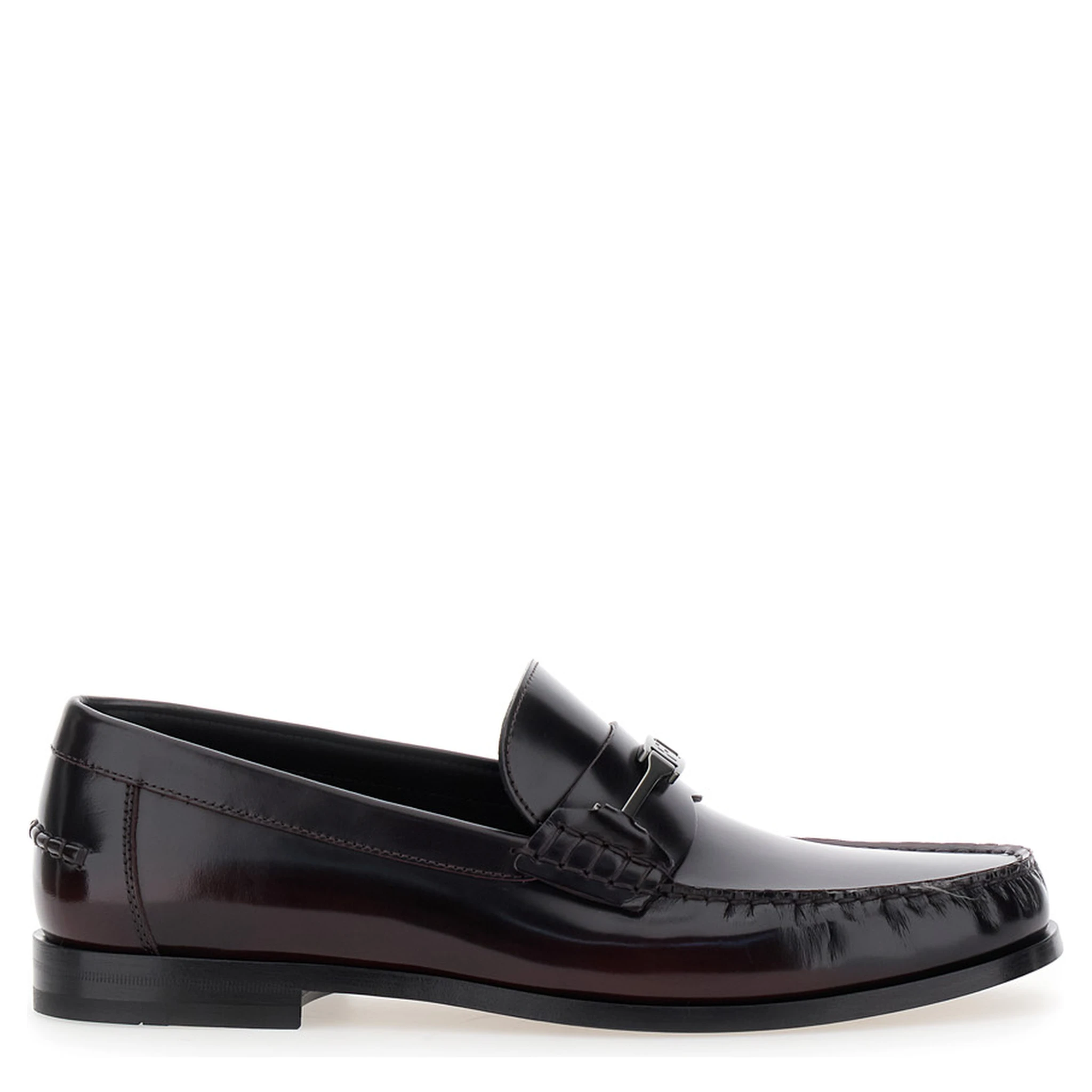 Harry Black Loafers with Almond Toe and Logo Plaque Detail in Leather Man