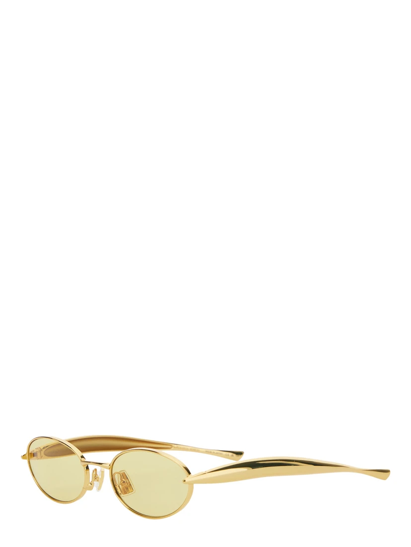 Yellow Sunglasses with Sculptural Temples in Metal Woman