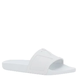 WhiteSandals with Open Toe and Embossed Logo in Rubber Man
