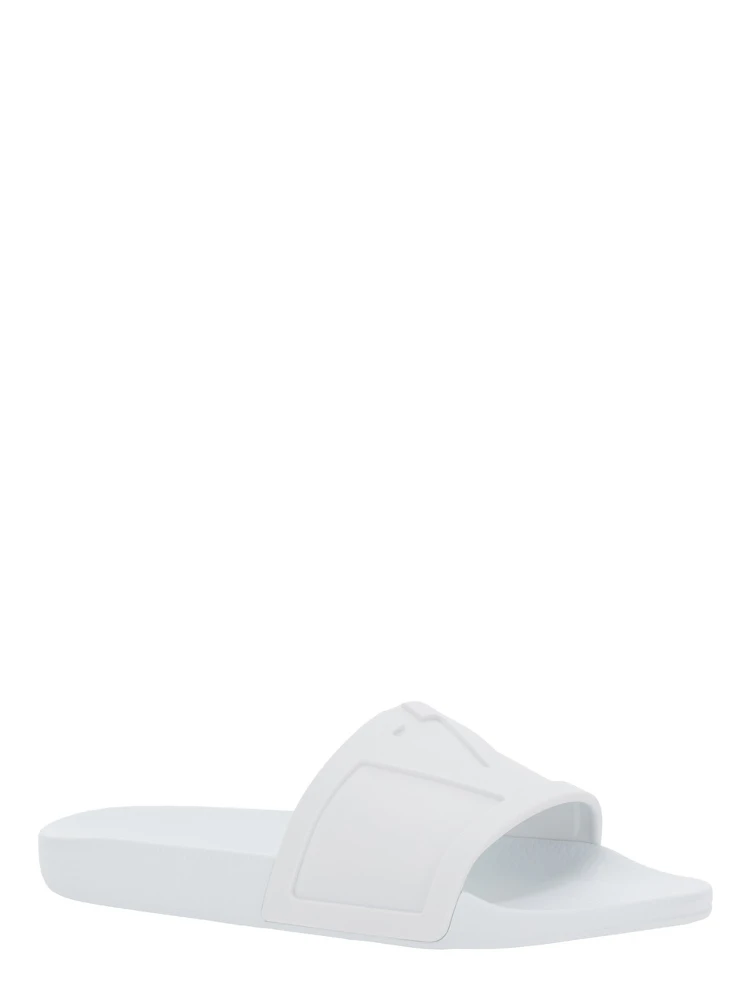 WhiteSandals with Open Toe and Embossed Logo in Rubber Man alternative