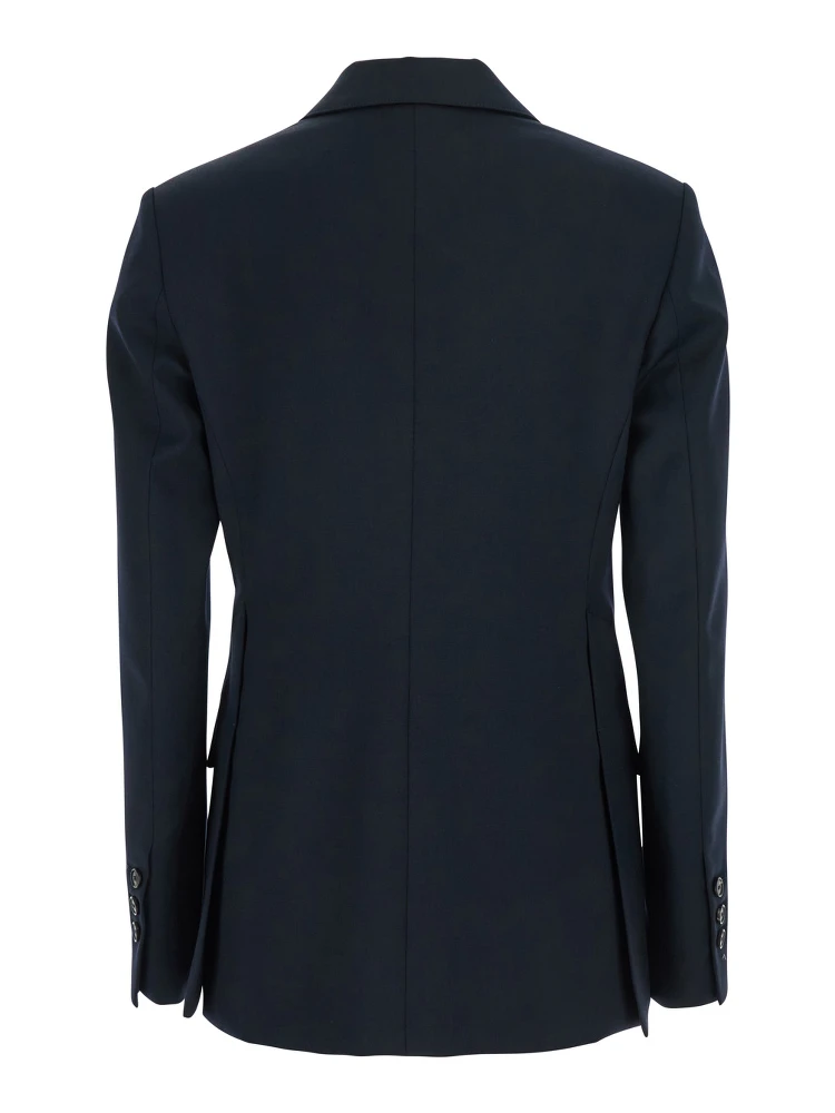Soho Blue Double-Breasted Jacket with Notched Revers in Wool Blend Woman alternative