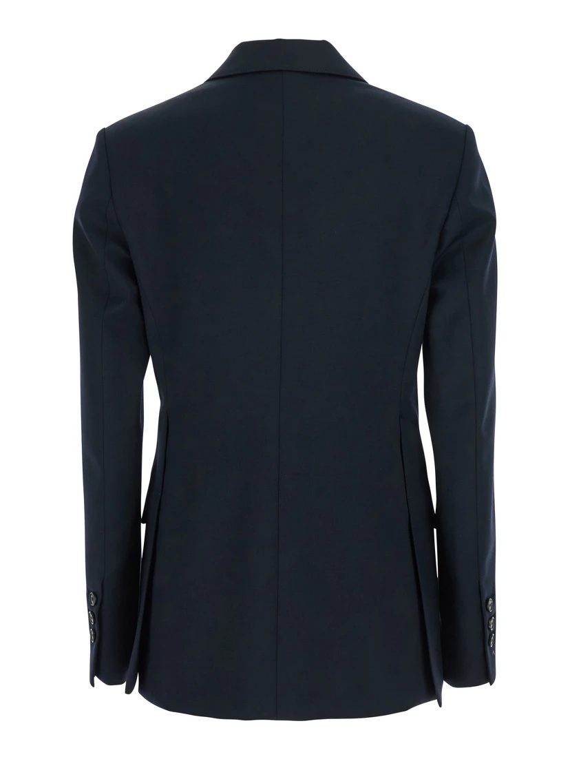Soho Blue Double-Breasted Jacket with Notched Revers in Wool Blend Woman