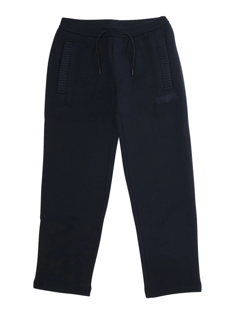 Blue Trousers with Elastic Waist and Logo Patch on the Front in Cotton Boy