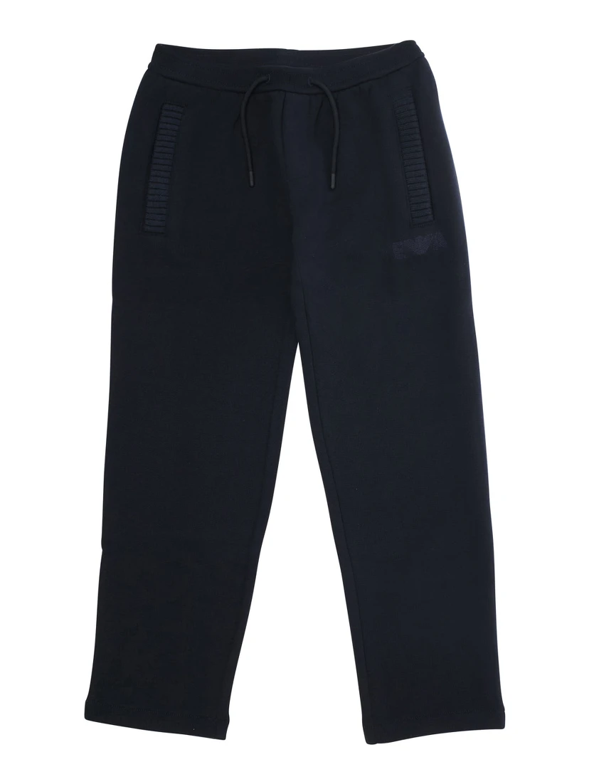Blue Trousers with Elastic Waist and Logo Patch on the Front in Cotton Boy