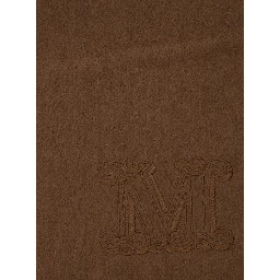 Dalia Brown Rectangular Scarf with Logo Embroidery on the Front and Fringed Hem in Cashmere Woman