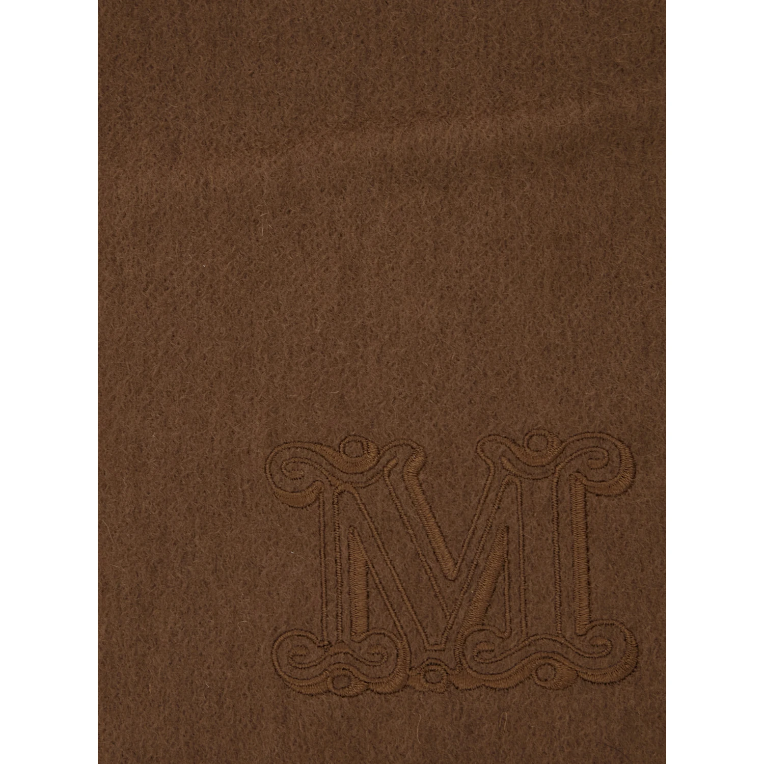 Dalia Brown Rectangular Scarf with Logo Embroidery on the Front and Fringed Hem in Cashmere Woman