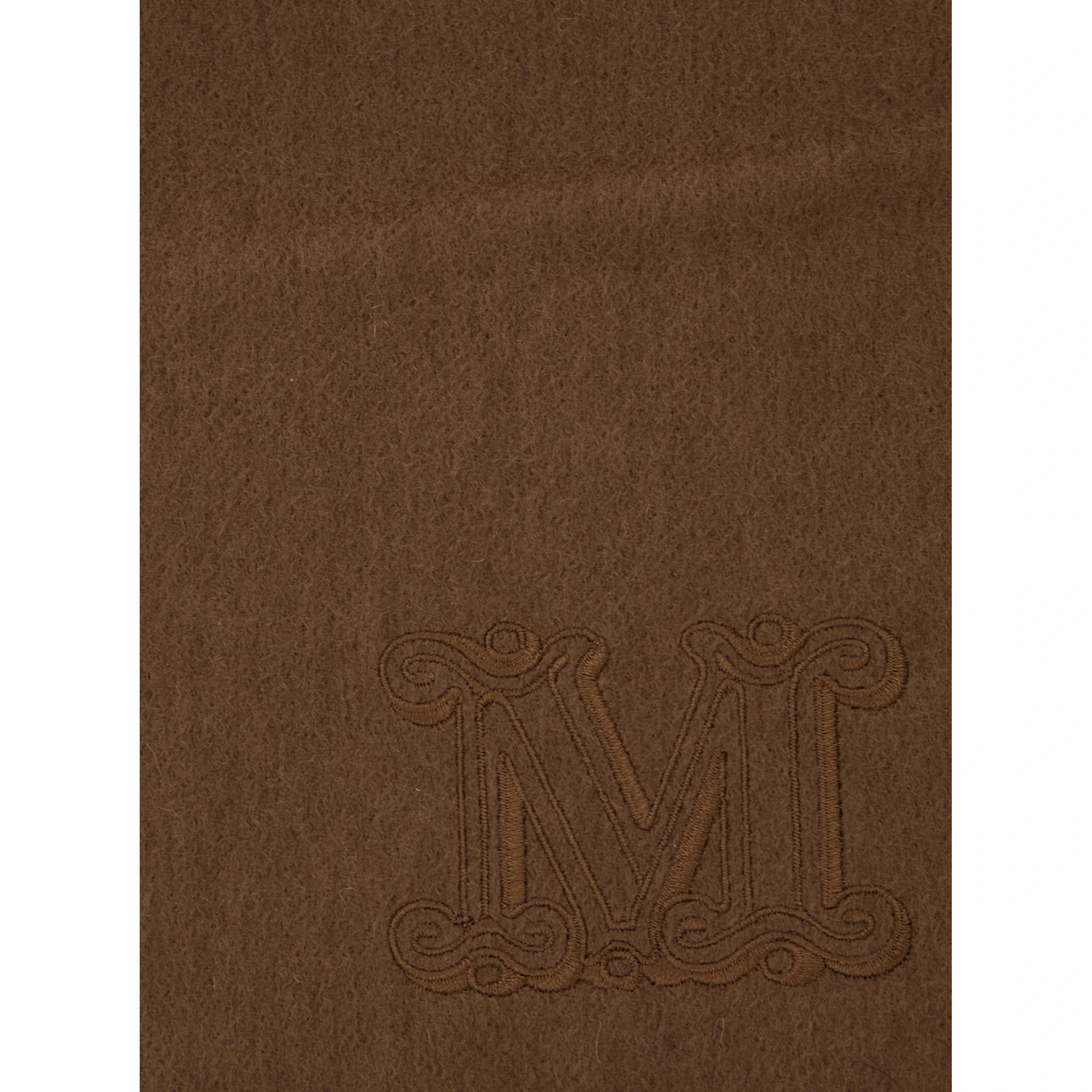 Dalia Brown Rectangular Scarf with Logo Embroidery on the Front and Fringed Hem in Cashmere Woman
