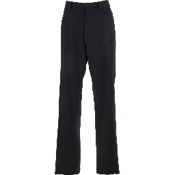 Black Tailored Trousers with Belt Loops in Wool Man