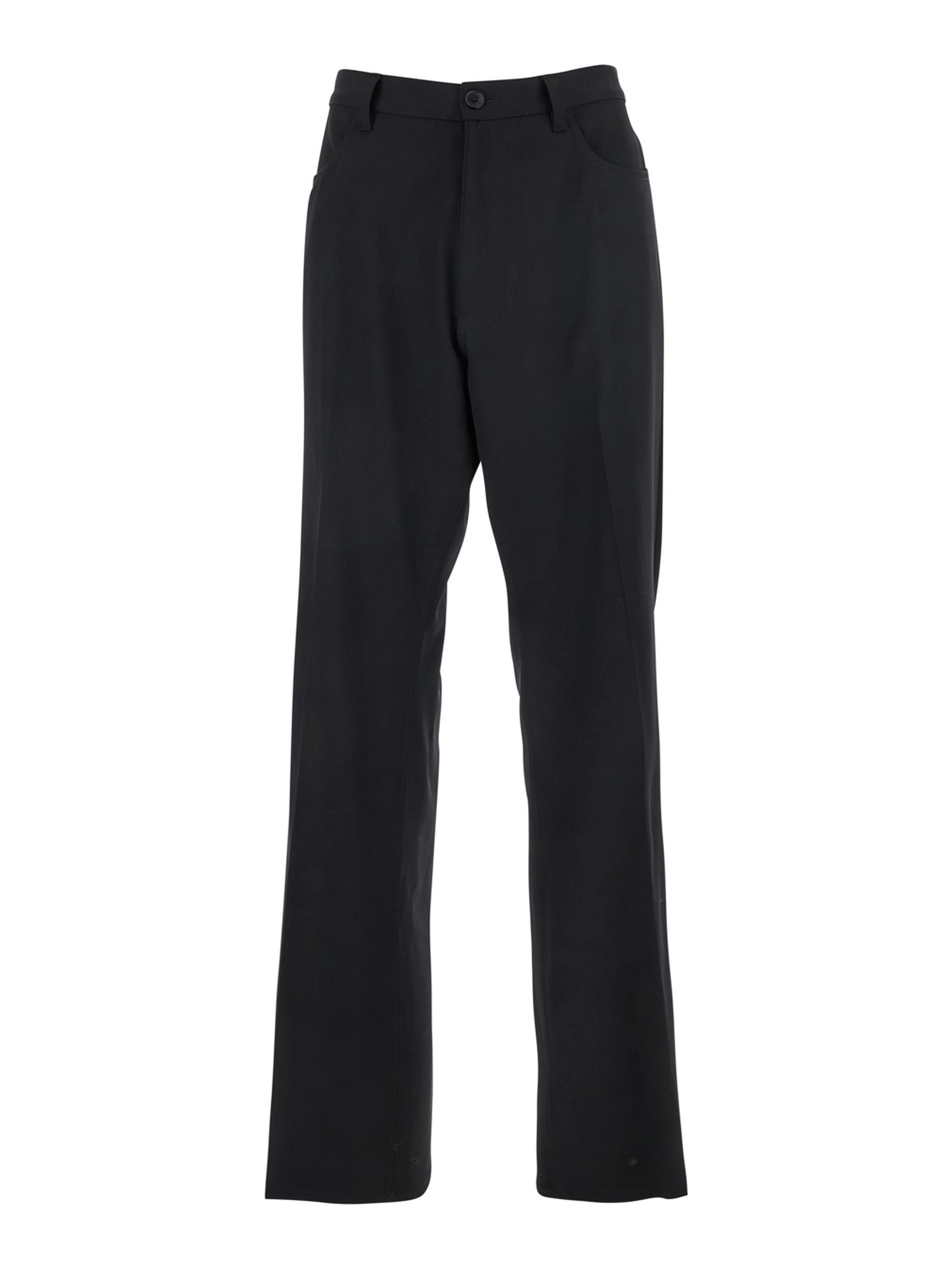 Black Tailored Trousers with Belt Loops in Wool Man
