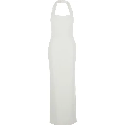 Ilona White Long Dress with Square Neckline in Twill Woman