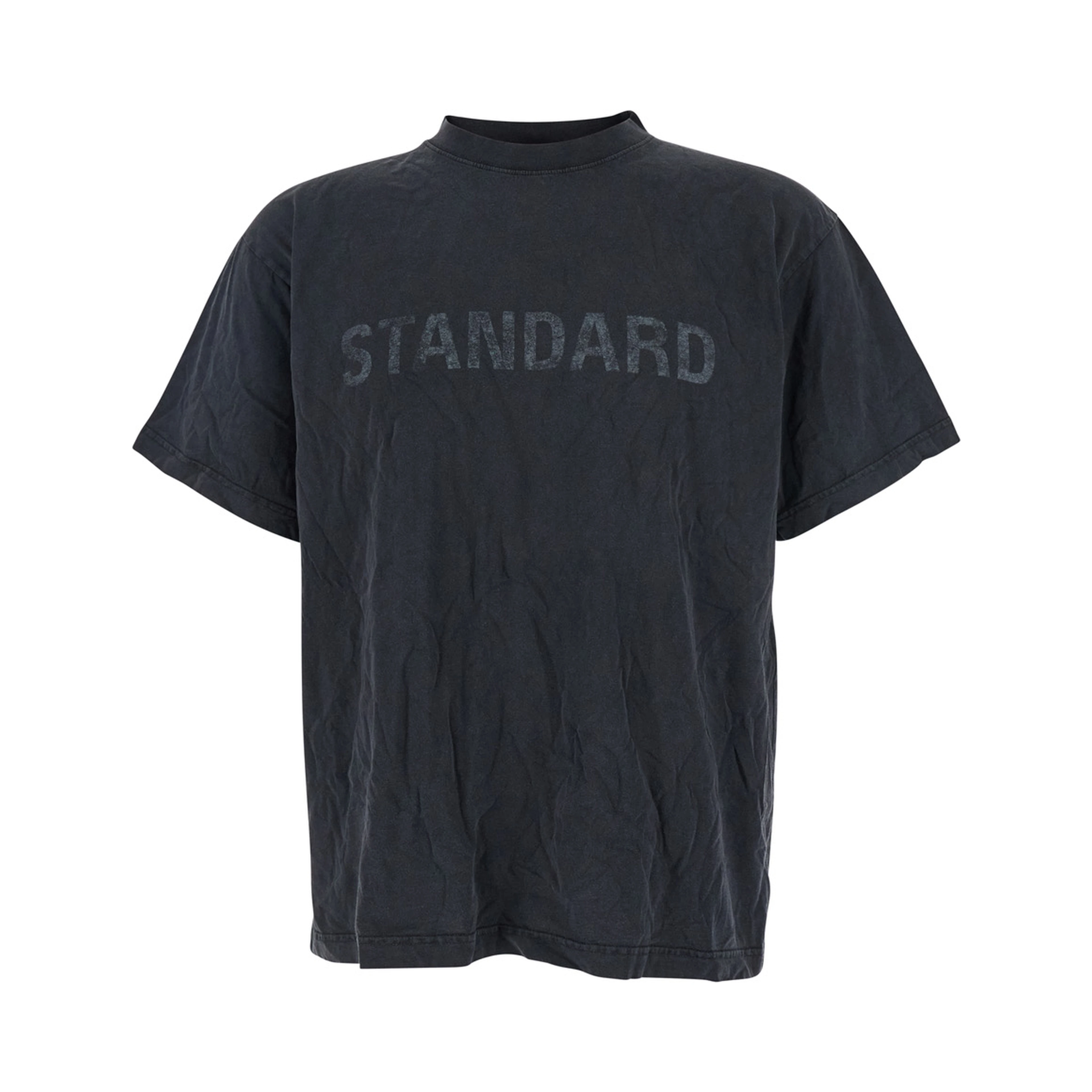Black Crewneck T-Shirt with Logo Print on the Front in Cotton Man