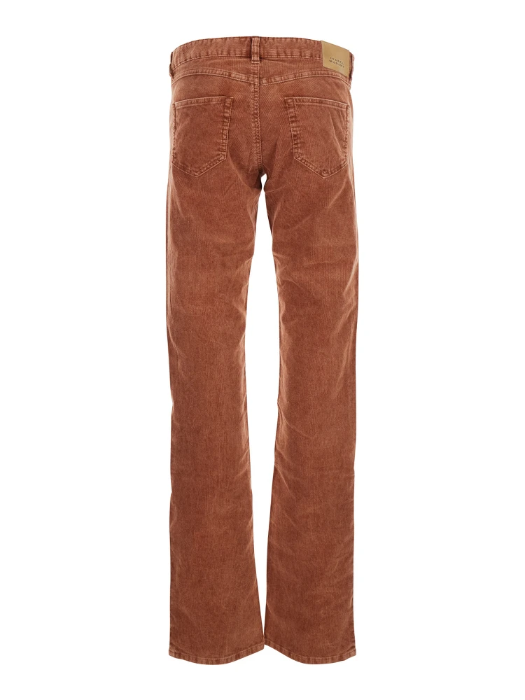 Orange Trousers with Belt Loops and Back Logo Patch in Corduroy Woman alternative