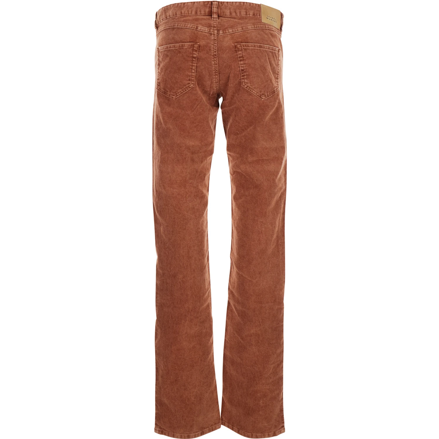Orange Trousers with Belt Loops and Back Logo Patch in Corduroy Woman