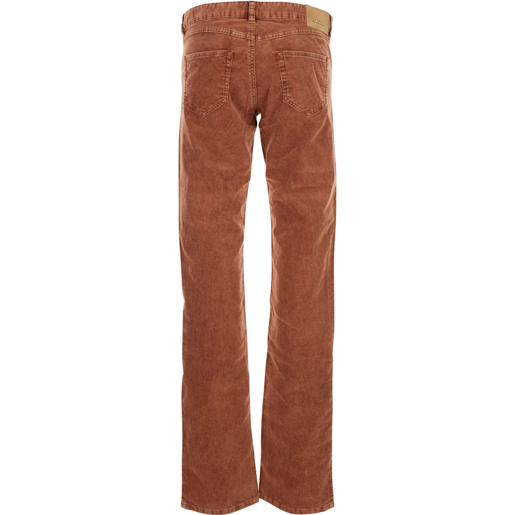 Orange Trousers with Belt Loops and Back Logo Patch in Corduroy Woman