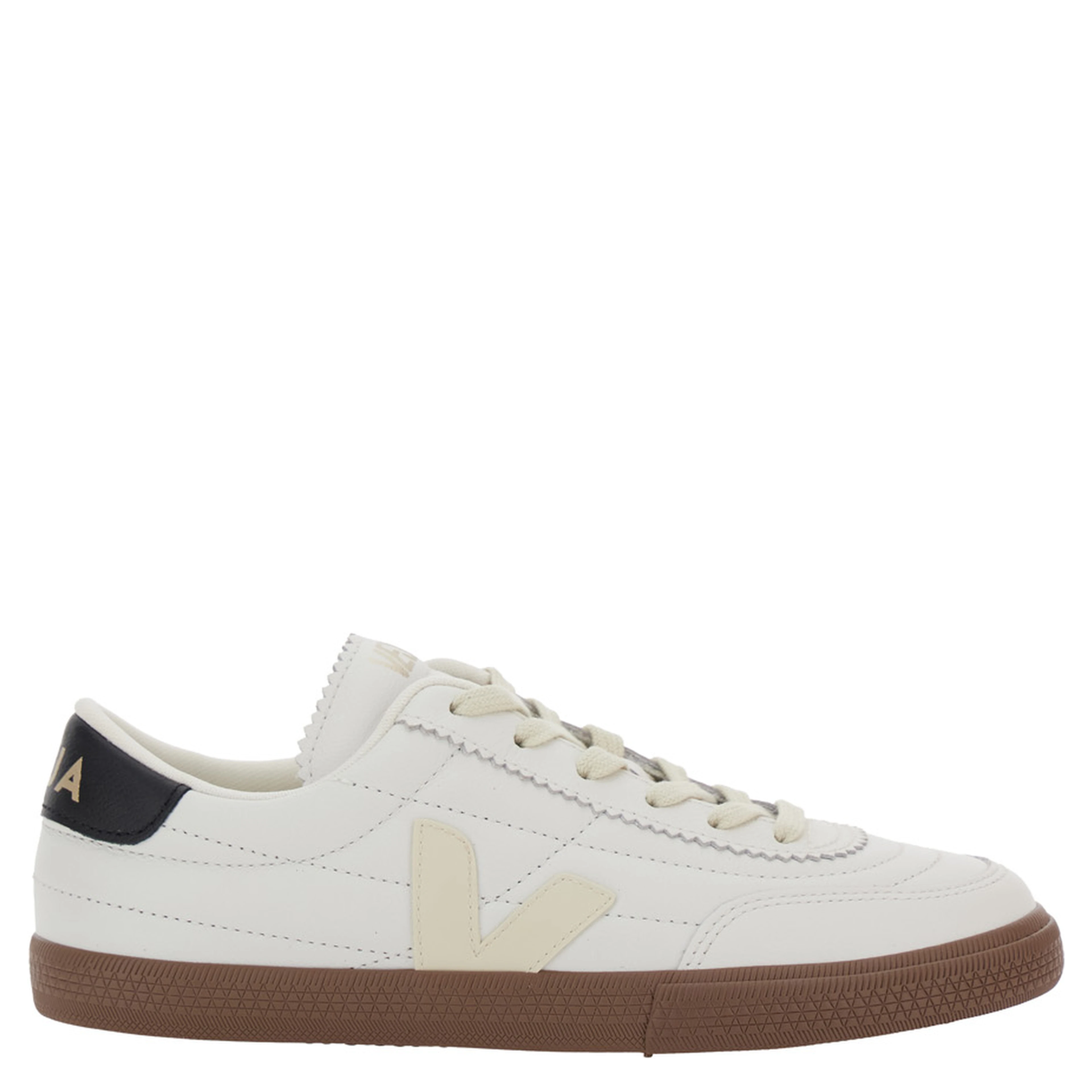 Panenka White Low Top Sneakers with Logo Patch on the Side and Contrasting Heel with Logo Lettering in Leather Unisex
