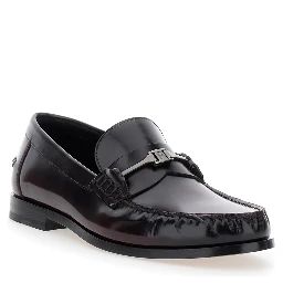 Harry Black Loafers with Almond Toe and Logo Plaque Detail in Leather Man