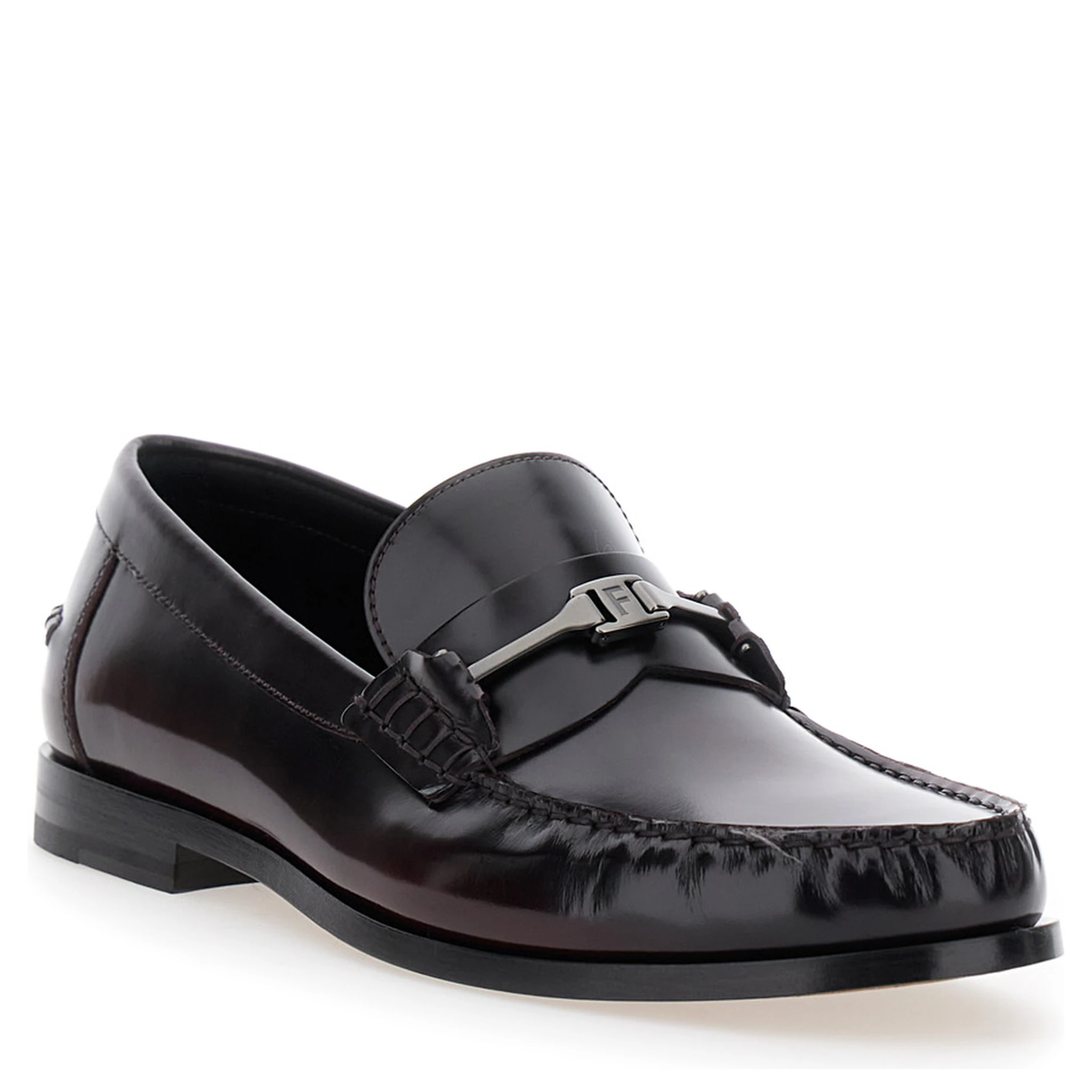 Harry Black Loafers with Almond Toe and Logo Plaque Detail in Leather Man