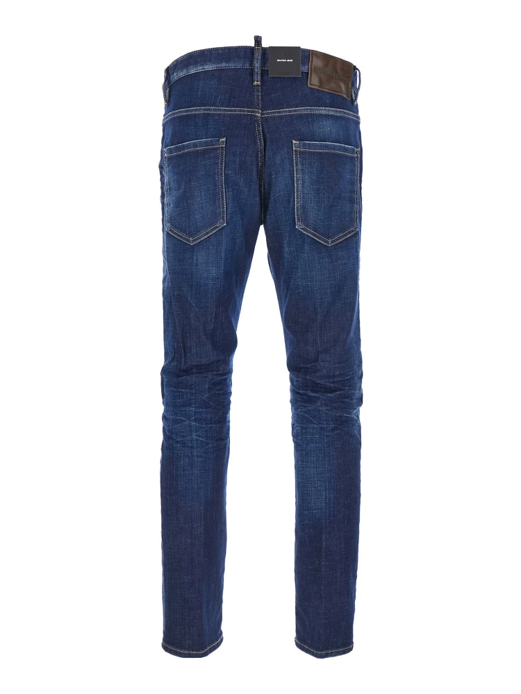 Blue Jeans with Belt Loops and Logo Patch on the Rear in Denim Man alternative