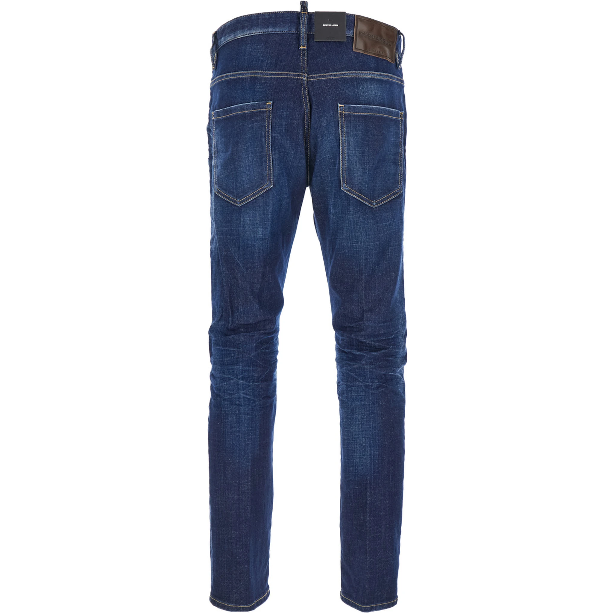 Blue Jeans with Belt Loops and Logo Patch on the Rear in Denim Man