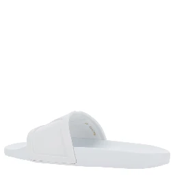 WhiteSandals with Open Toe and Embossed Logo in Rubber Man