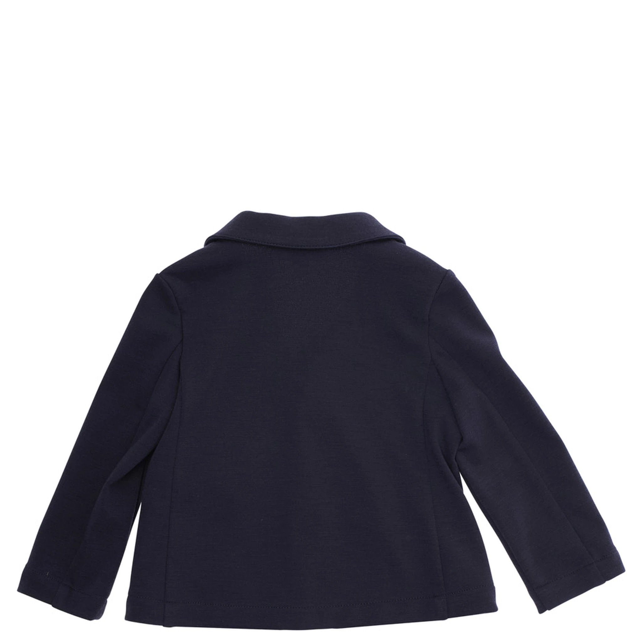 Blue Single-Breasted Jacket with Notched Revers and Logo Patch on the Sleeve in Fabric Baby