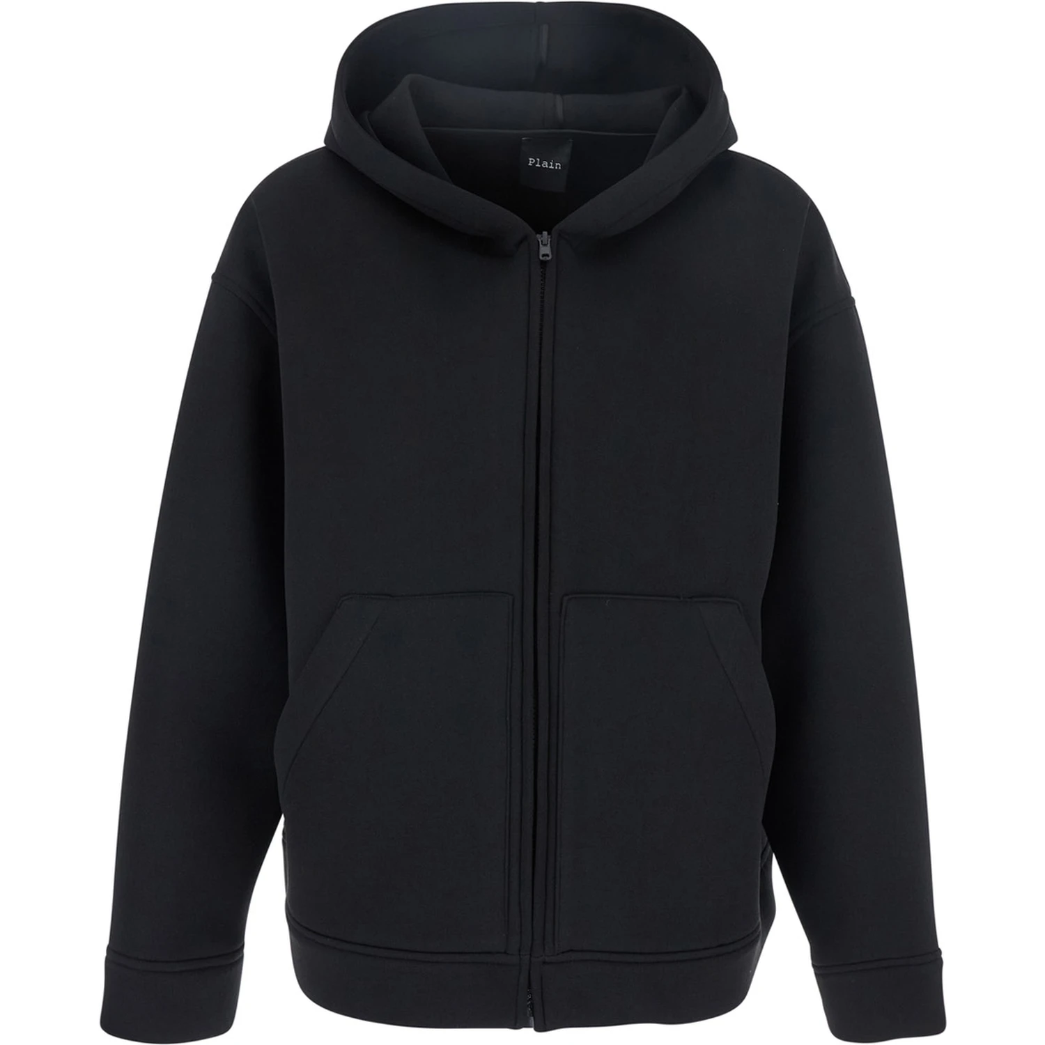 Black Jacket with Fixed Hood and Two Front Pockets in Tech Fabric Woman