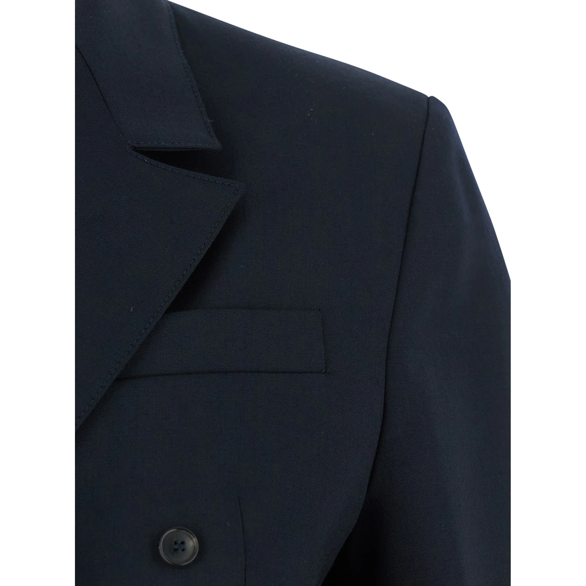 Soho Blue Double-Breasted Jacket with Notched Revers in Wool Blend Woman