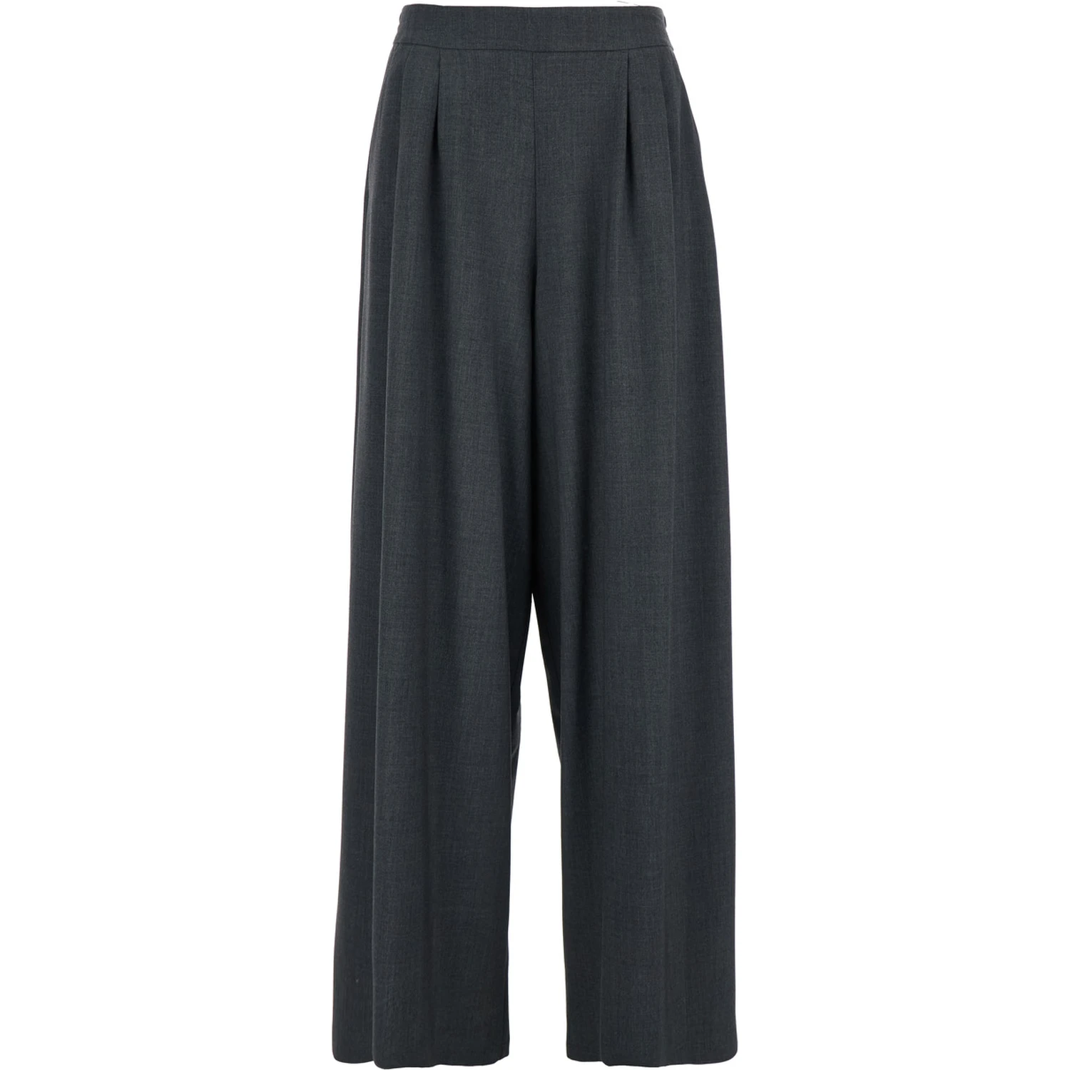 Grey Pants with Semi-Elastic Waist and Oversize Design in Fabric Woman