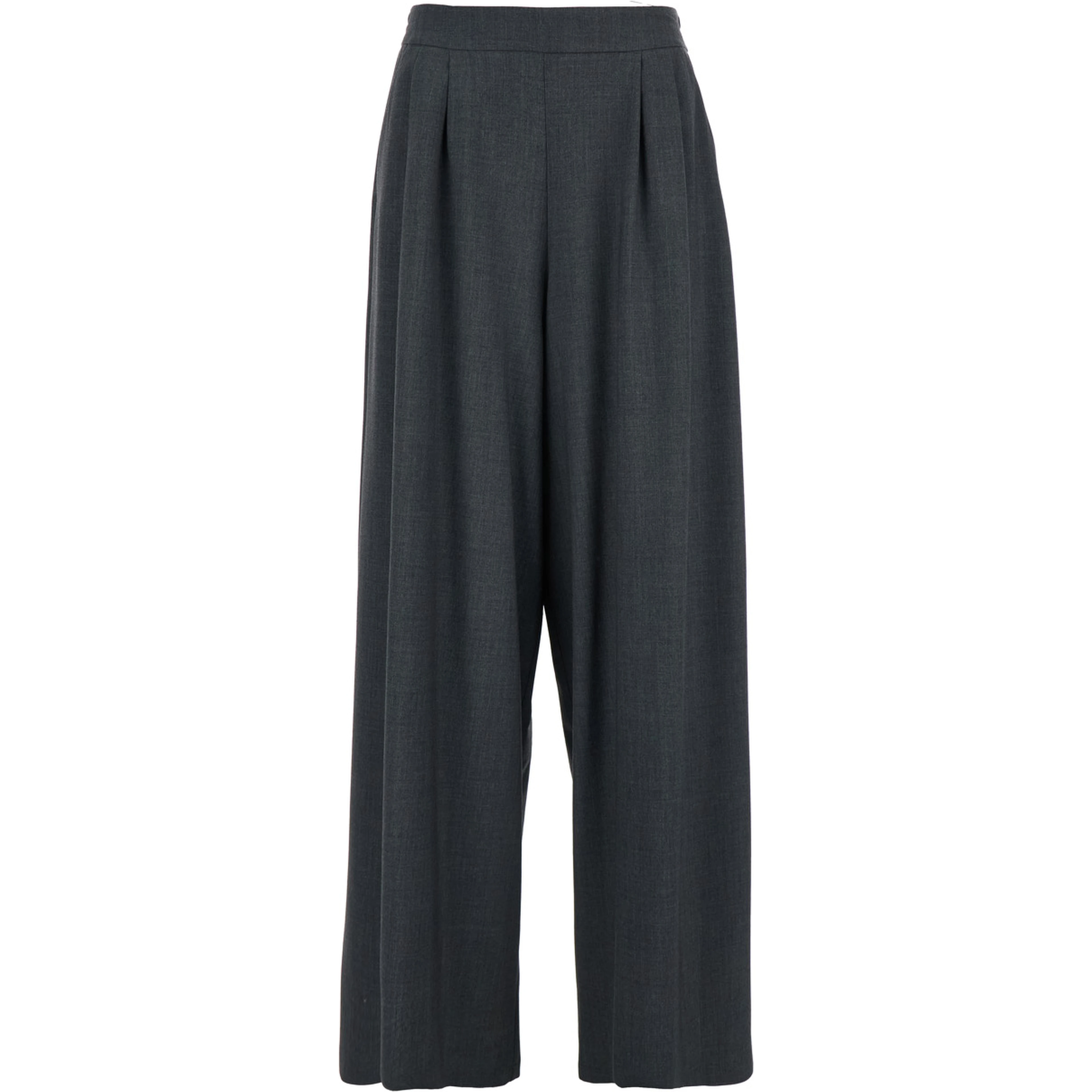 Grey Pants with Semi-Elastic Waist and Oversize Design in Fabric Woman