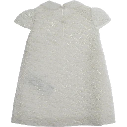White Dress with Peter Pan Collar and All-Over Logo Embroidery in Tech Fabric Baby