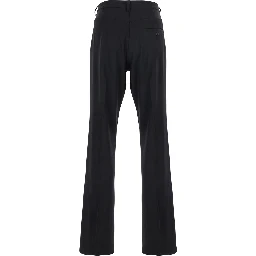 Black Tailored Trousers with Belt Loops in Wool Man