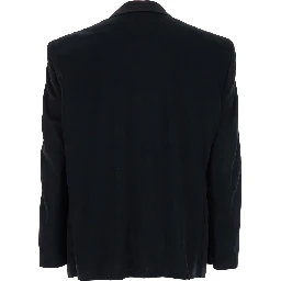 Black Single-Breasted Jacket with Notched Revers in Wool Man