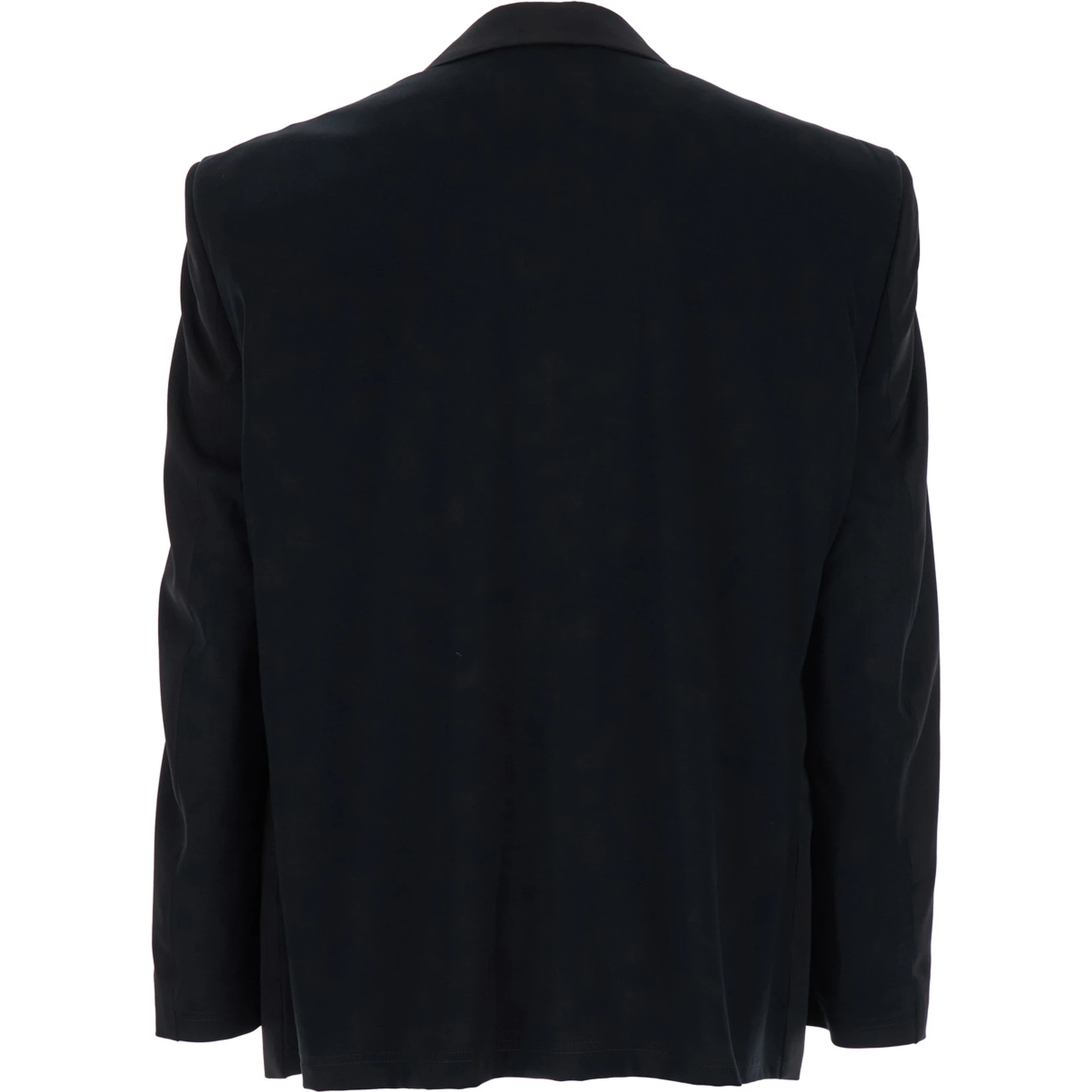 Black Single-Breasted Jacket with Notched Revers in Wool Man