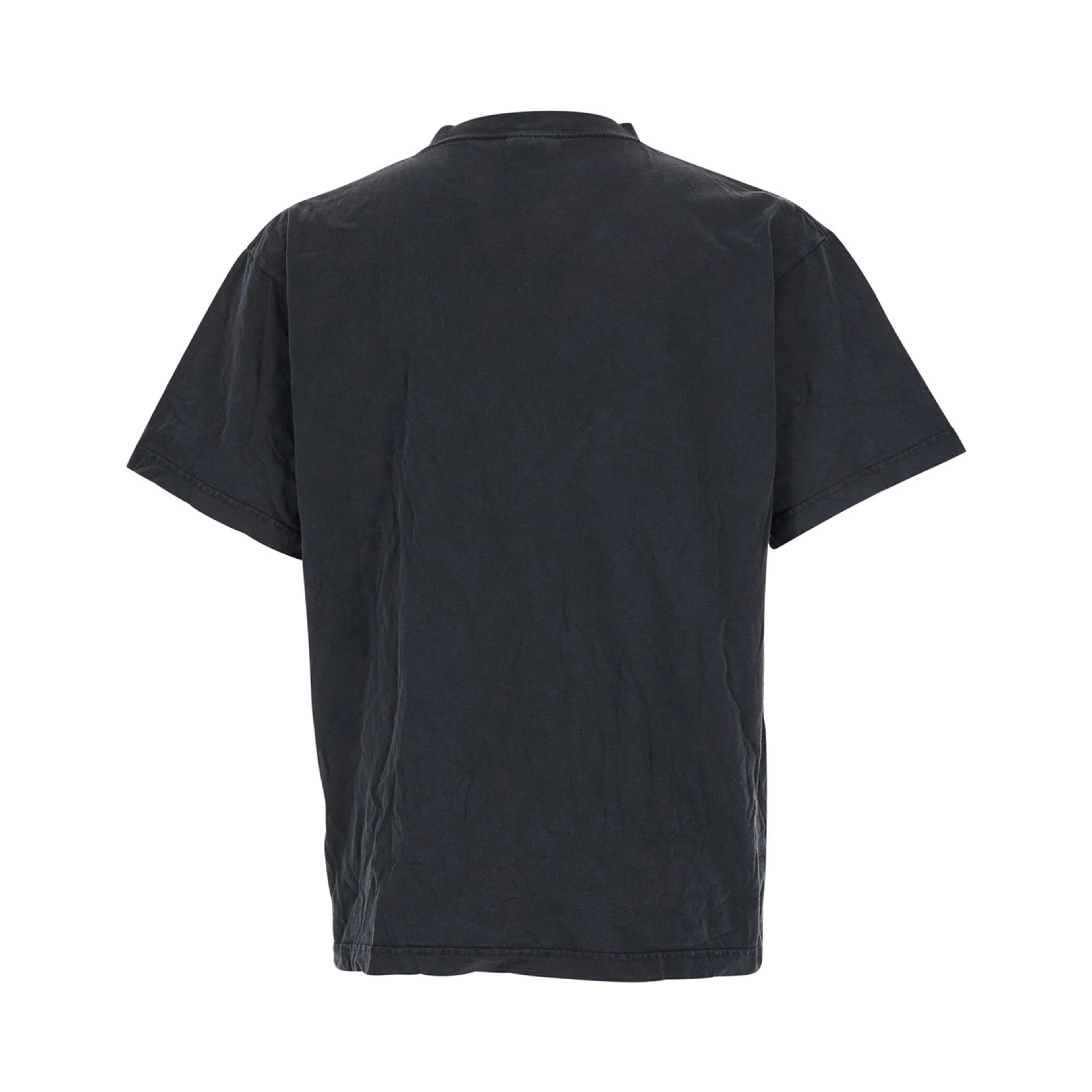 Black Crewneck T-Shirt with Logo Print on the Front in Cotton Man
