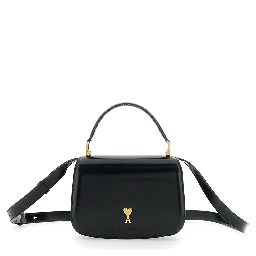 Black Handbag with ADC Patch on the Front and Adjustable and Removable Shoulder Strap in Leather Woman
