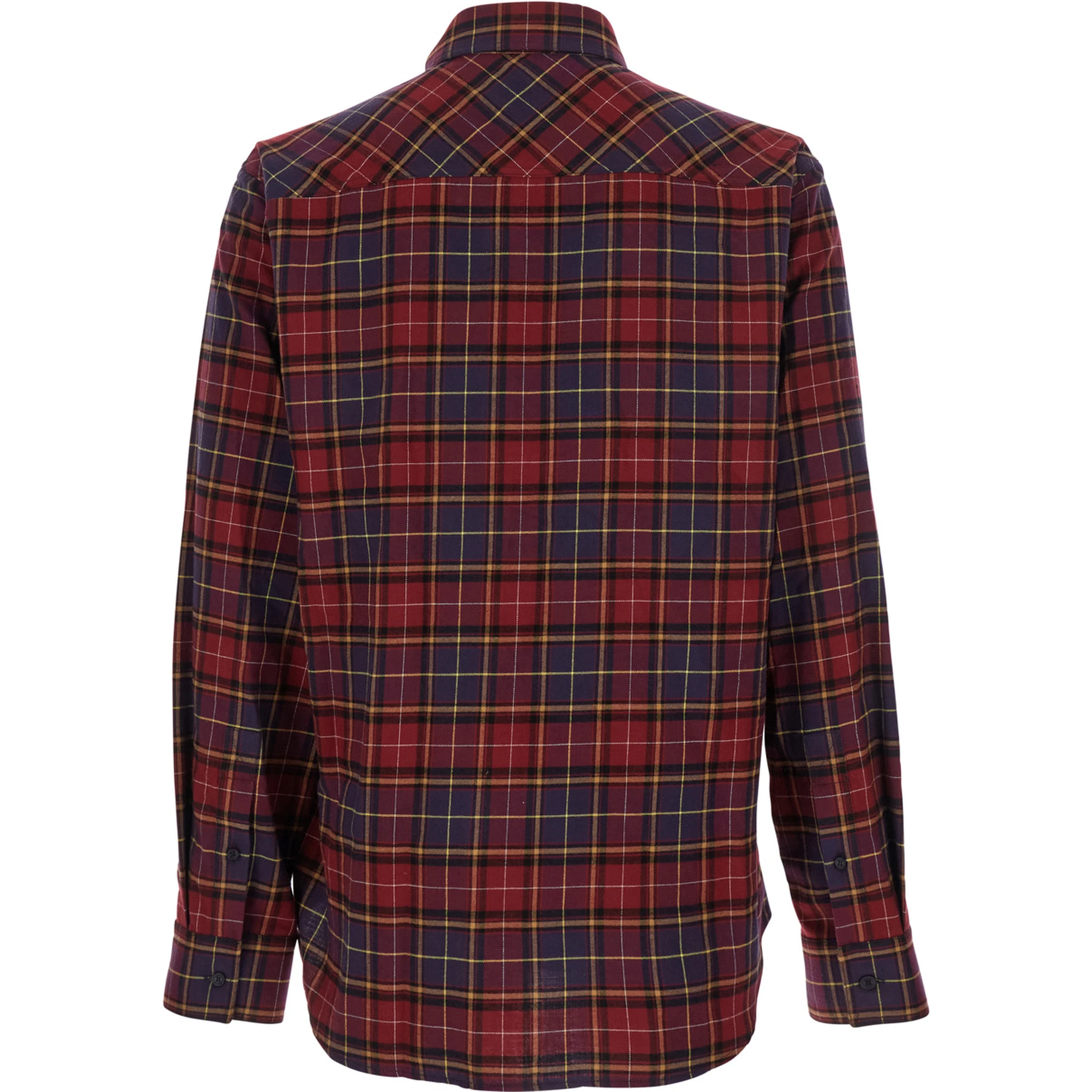 Bordeaux Shirt with Maxi Logo Lettering on the Front and All-Over Check Motif in Wool Man