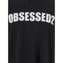 Black Crewneck T-Shirt with Maxi Logo Lettering on the Front in Cotton Man