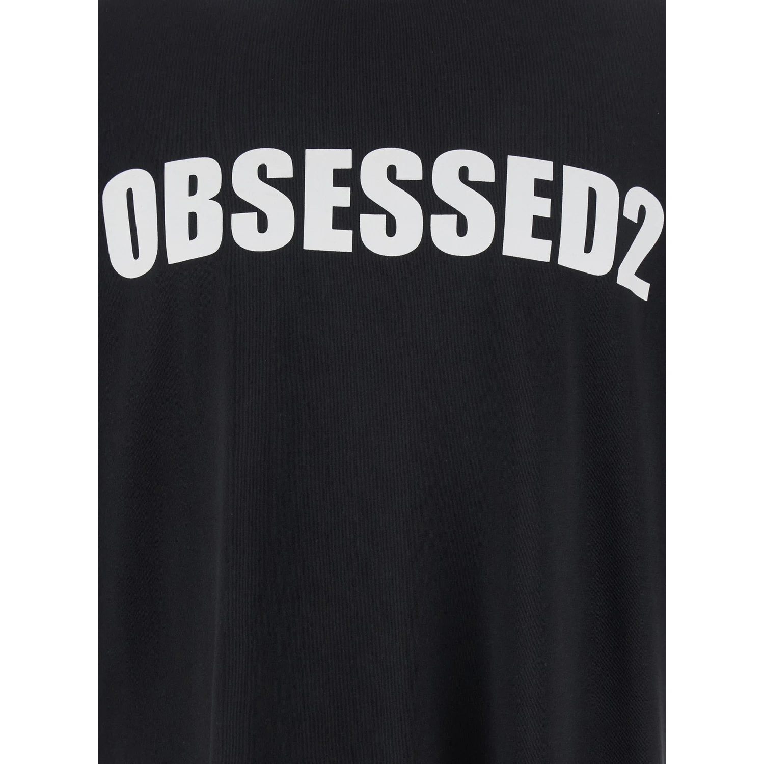 Black Crewneck T-Shirt with Maxi Logo Lettering on the Front in Cotton Man