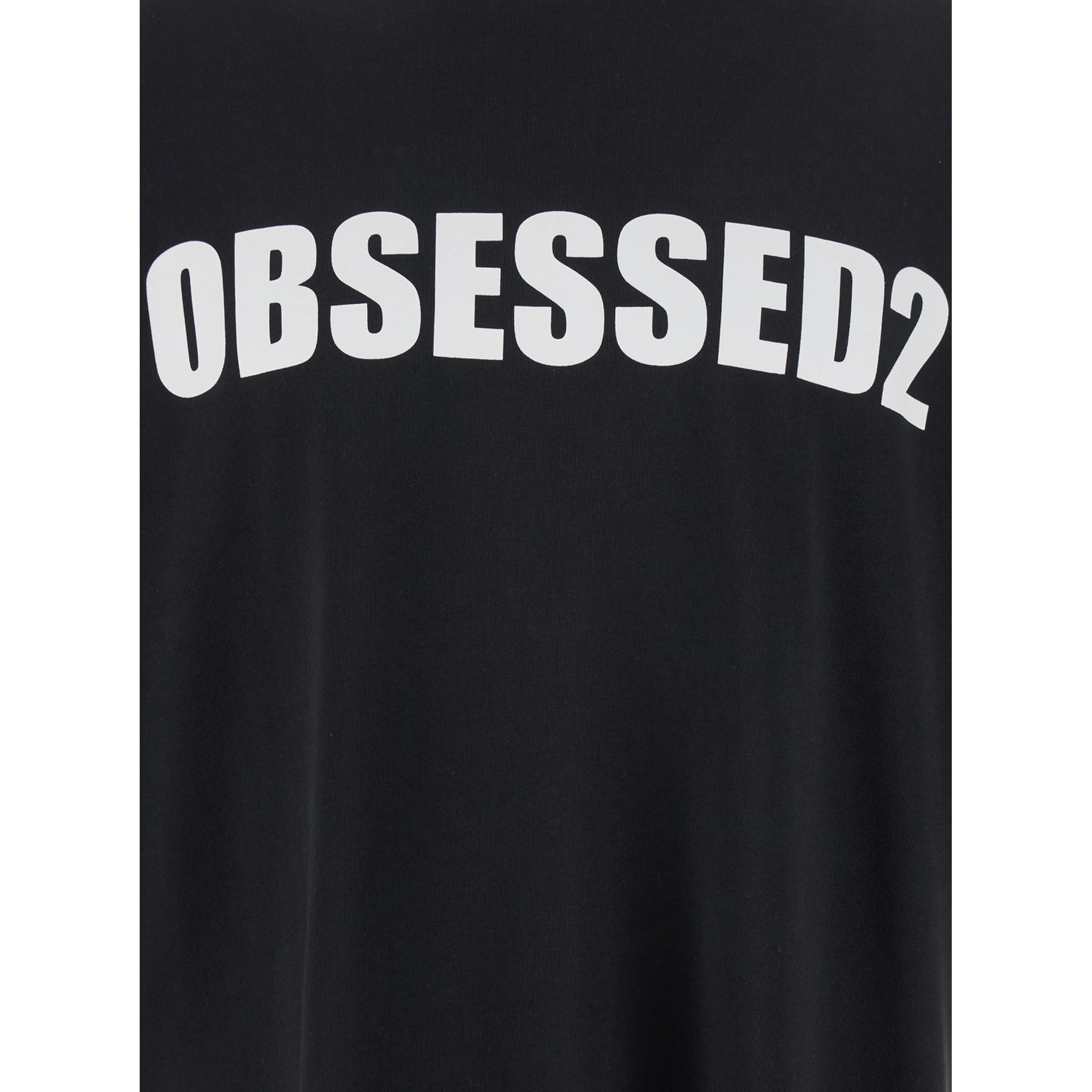 Black Crewneck T-Shirt with Maxi Logo Lettering on the Front in Cotton Man