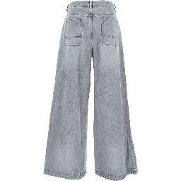 Blue Jeans with Faded Effect and Wide Legi n Denim Man