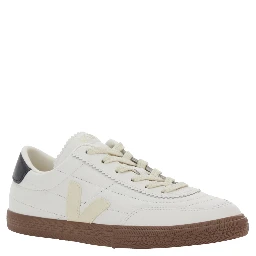 Panenka White Low Top Sneakers with Logo Patch on the Side and Contrasting Heel with Logo Lettering in Leather Unisex