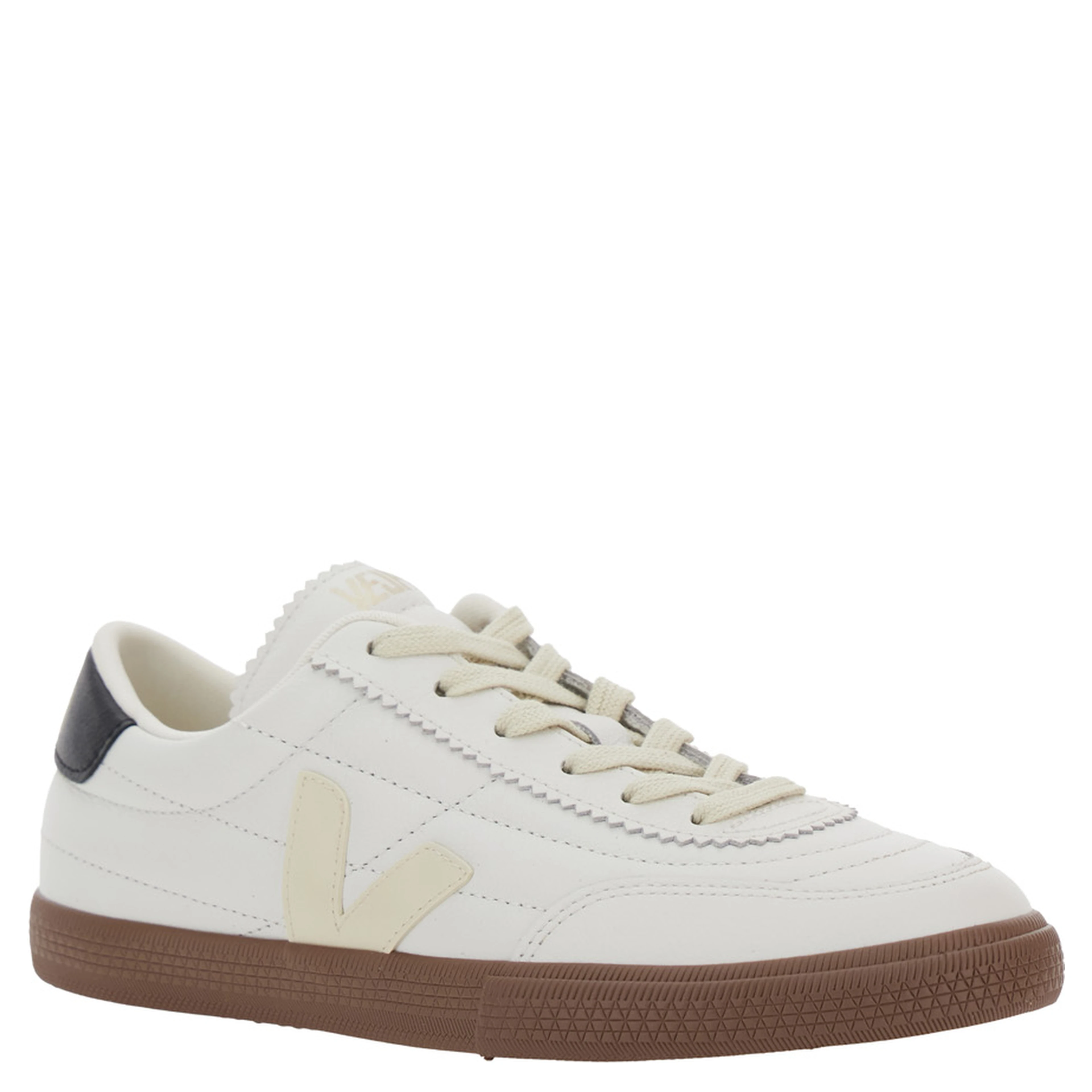 Panenka White Low Top Sneakers with Logo Patch on the Side and Contrasting Heel with Logo Lettering in Leather Unisex